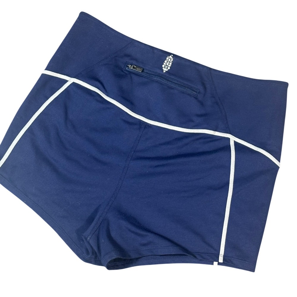 FP Movement Athletic Shorts Womens‎ M Navy Blue High Rise Back Zip Pocket